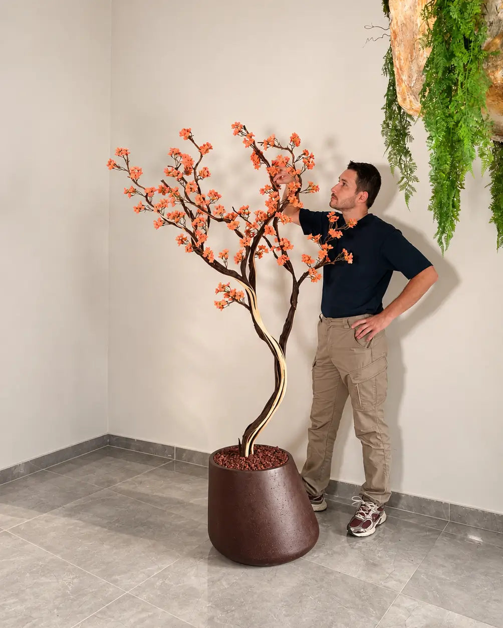 Yapay Çiçek Kıvrımlı Ağaç Manzanita Royal Orange
