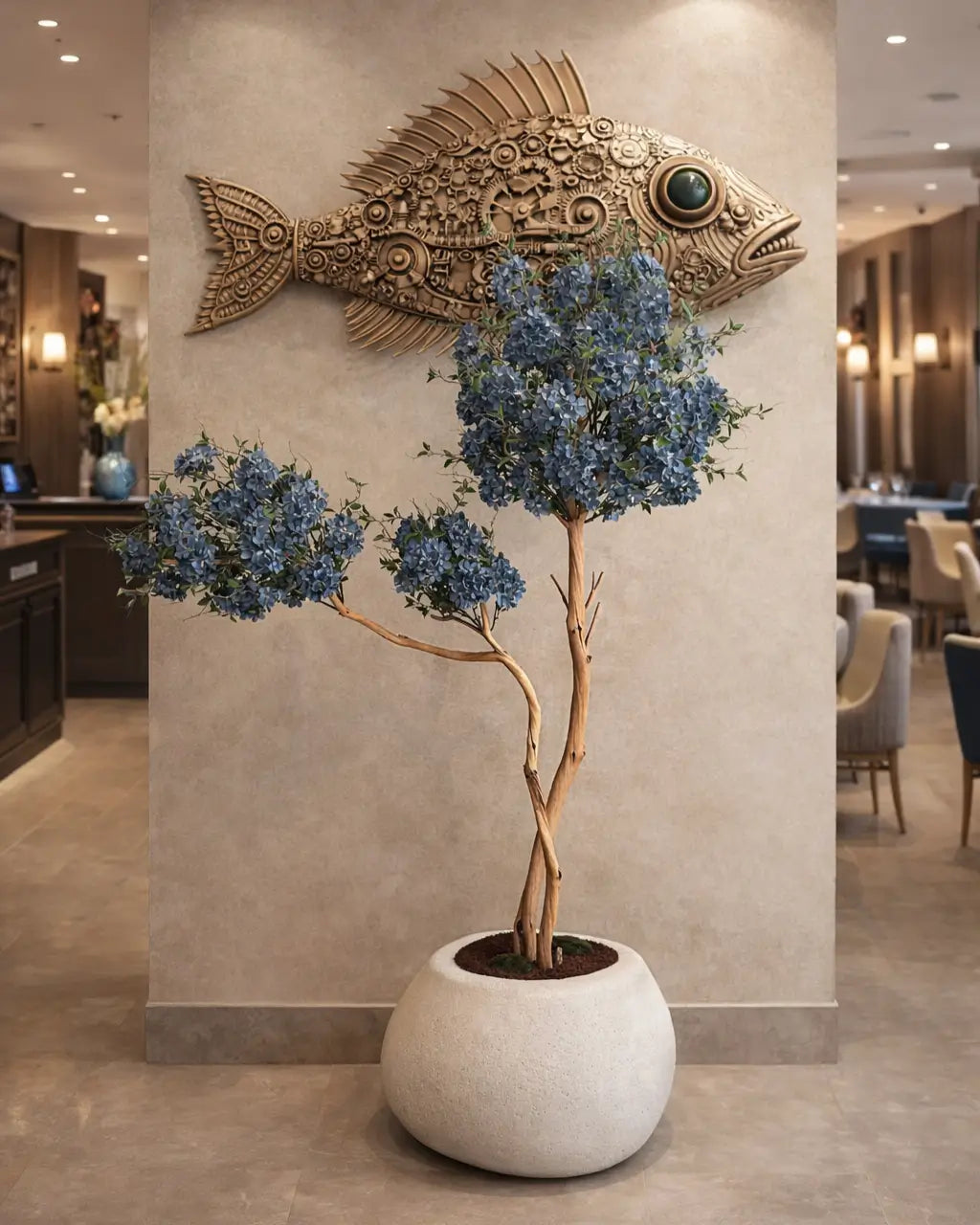 Yapay Çiçek Ağacı Roco Del Mare lüks balık ve deniz ürünleri restoranları için
